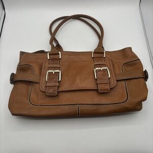 Vtg Michael Kors Brookville Shopper Purse Brown Leather Satchel Saddle Cognac